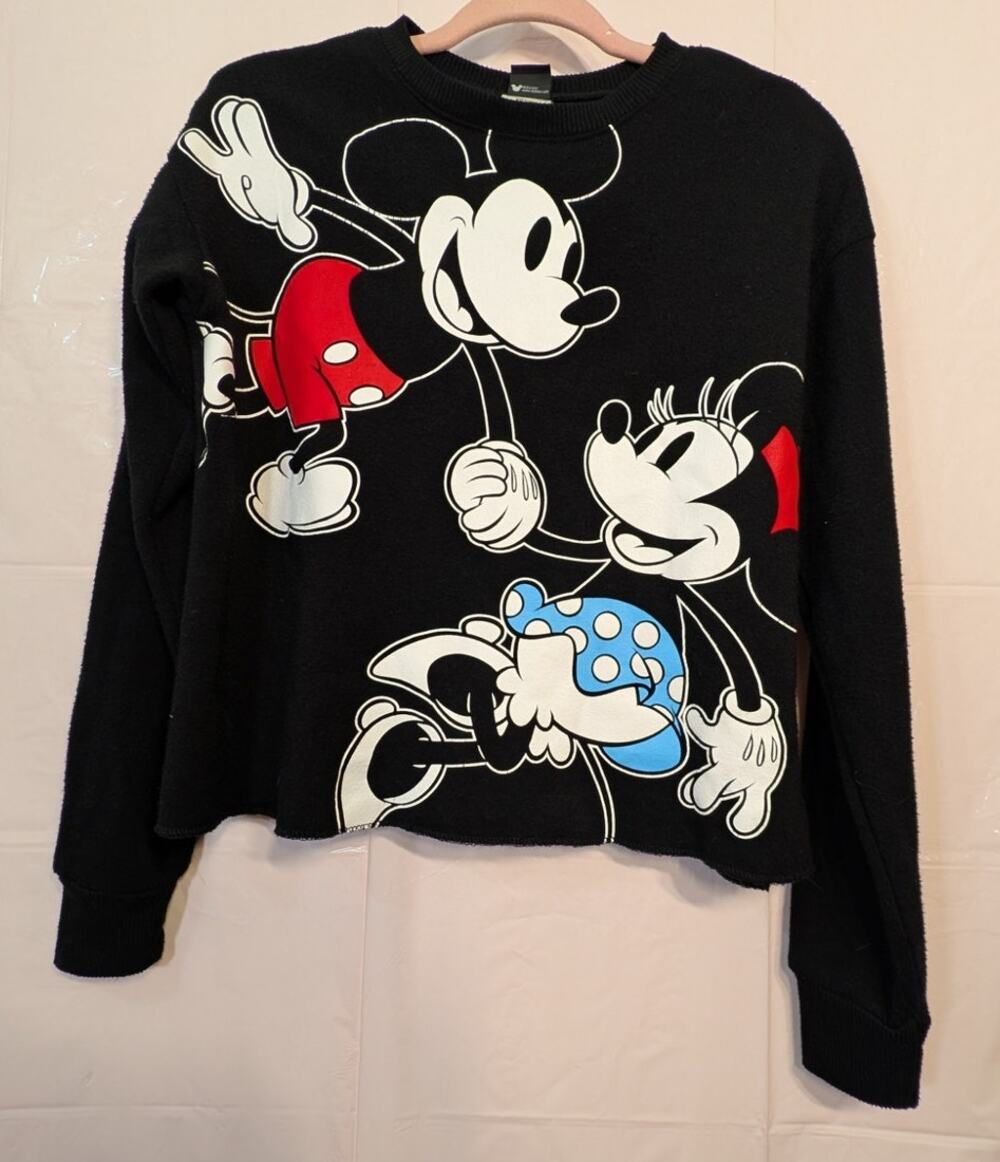 Disney Mickey & Minnie Mouse Sweatshirt S Black Pullover Graphic Vintage Style